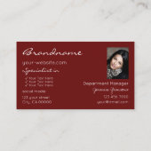 ワインレッドエレガントシックグリッタースターと写真 名刺 (裏面)