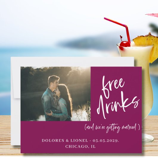 ワインレッドカップル写真結婚式の日付を保存 セーブザデート