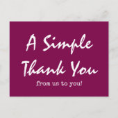 ワインレッドカラーのシンプルな脚本 ビジネス用お礼 ポストカード (正面)