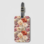 ワインレッドクリームの春の花 ラゲッジタグ (正面縦)