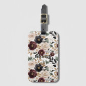 ワインレッドクリームブラックフラワル ラゲッジタグ (正面縦)