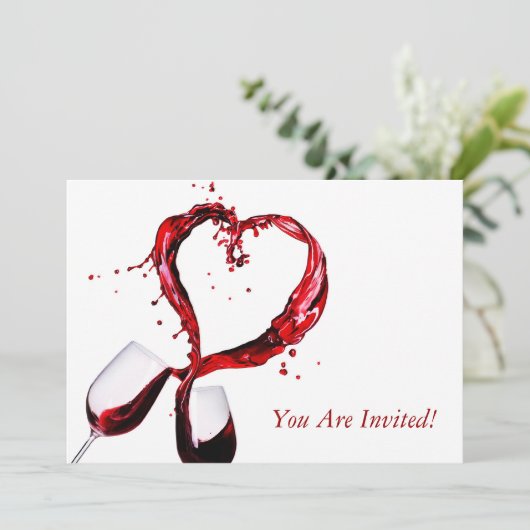 ワインレッドグラス試飲会パーティー招待状カード 招待状 (スタンド正面)