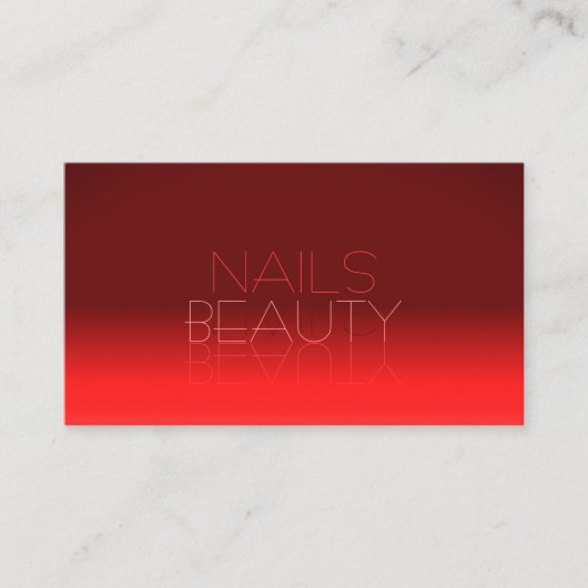 ワインレッドグラディエントシック鏡フォントクラシックモダン 名刺 (正面)