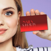 ワインレッドグラディエントシック鏡フォントクラシックモダン 名刺