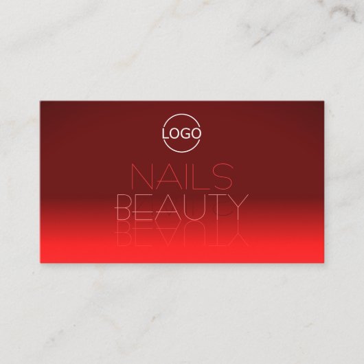 ワインレッドグラディエント鏡クラシックフォント（ロゴ付き） 名刺 (正面)