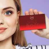 ワインレッドグラディエント鏡クラシックフォント（ロゴ付き） 名刺