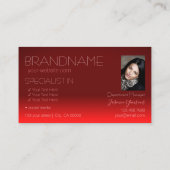 ワインレッドグラディエント鏡クラシックフォント（写真あり） 名刺 (裏面)