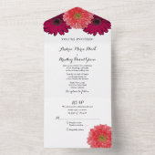ワインレッドコーラルデイジー フラワーの結婚式 出席確認 全て込み オールインワン招待状 (内側)