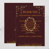 ワインレッドゴールドの結婚式お礼カード | 招待状 (正面/裏面)