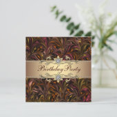 ワインレッドゴールドの誕生日パーティー招待状 招待状 (スタンド正面)