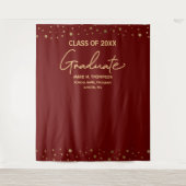 ワインレッドゴールドクラス  オーダーメイドの背景 卒業式カスタム タペストリー (正面)