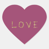 ワインレッドゴールドグリッター愛 ハートシール (正面)