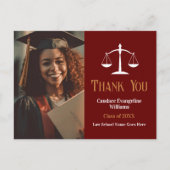 ワインレッドゴールド法科大学院卒業写真ありがとうございます ポストカード (正面)