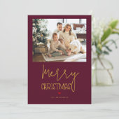 ワインレッドゴールド メリークリスマス 1年を振り返る フォト シーズンカード (スタンド正面)