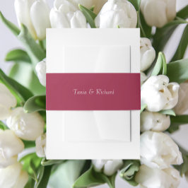 ワインレッドシンプルのスタイル付き名結婚前 招待状ベリーバンド