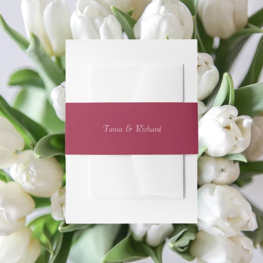 ワインレッドシンプルのスタイル付き名結婚前 招待状ベリーバンド