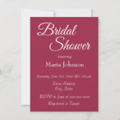 ワインレッドシンプルスタイルブライダルシャワー 招待状 (正面)