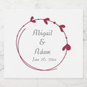 ワインレッドシンプルハートリース結婚ズ スパークリングワインラベル (シングルラベル)