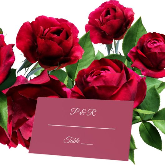 ワインレッドシンプル様式化スクリプ結婚ト プレイスカード