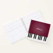 ワインレッドピアノ音楽キーボーパーソナライズされたド ノートブック (内部)