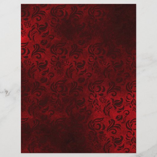 ワインレッドフローラパターン（の模様が）あるスクラップブック紙 (正面)