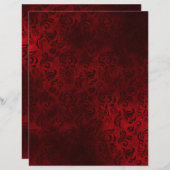 ワインレッドフローラパターン（の模様が）あるスクラップブック紙 (正面/裏面)