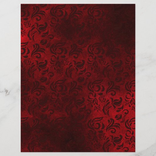 ワインレッドフローラパターン（の模様が）あるスクラップブック紙 (裏面)