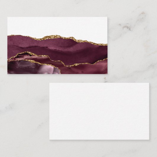 ワインレッドマーブルアゲートゴールデングリッタースタイリッシュグラム 名刺 (正面/裏面)