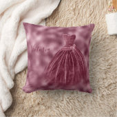 ワインレッドメタリックエレガントネームイブニングドレス クッション (ブランケット)