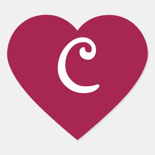 ワインレッドモノグラムのハートシール ハートシール (正面)