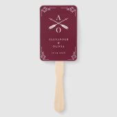 ワインレッドモノグラムアンドアローズ結婚式の引き出物 ハンドファン (正面)