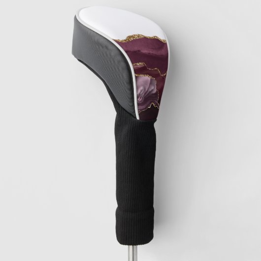ワインレッド大理石アガテゴールデングリッタースタイリッシュグラム ゴルフヘッドカバー (アングル)