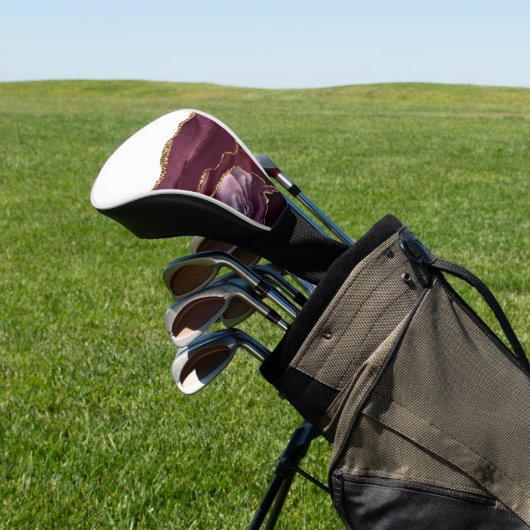 ワインレッド大理石アガテゴールデングリッタースタイリッシュグラム ゴルフヘッドカバー (インサイチュ)