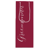 ワインレッド様式化されたスクリプ結婚トのグロムスマン ワインギフトバッグ (正面)