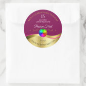 ワインレッド波形金ゴールドロゴモノグラム製品ラベル ラウンドシール (バッグ)