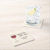 ワインレッド素晴らしワイングラス誕生日のように熟成 スクエアペーパーコースター (インサイチュ)