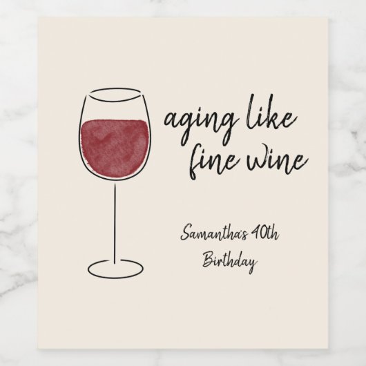 ワインレッド素晴らしワイングラス誕生日のように熟成 ワインラベル (シングルラベル)