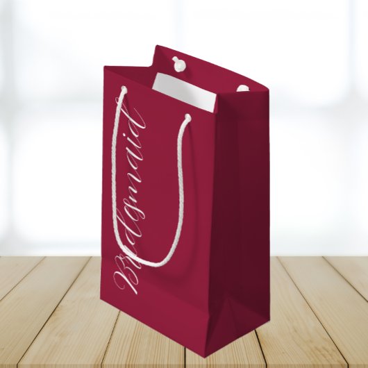 ワインレッド結婚のブライドメイド様式化スクリプト スモールペーパーバッグ