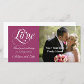 ワインレッド結婚の感謝フォトカードテンプレート サンキューカード (正面/裏面)