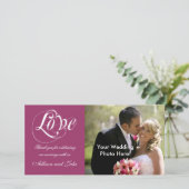 ワインレッド結婚の感謝フォトカードテンプレート サンキューカード (スタンド正面)