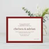 ワインレッド縁どシンプル結婚式招待状 セーブザデート (スタンド正面)