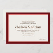 ワインレッド縁どシンプル結婚式招待状 セーブザデート (正面/裏面)