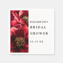 ワインレッド エレガント フラワー ブライダルシャワー ナプキン スタンダードカクテルナプキン