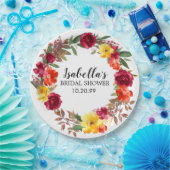 ワインレッド オレンジ イエロー フラワーブライダルシャワー ペーパープレート (パーティー)