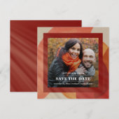 ワインレッド オレンジ ピンク 秋 フォト セーブ・ザ・デート (正面/裏面)