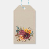 ワインレッド オレンジ フラワール ゴールド グリッター 75歳の誕生日 ギフトタグ (裏面)