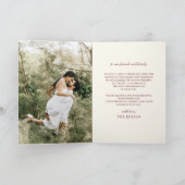 ワインレッド オレンジ 花柄 秋の結婚式 写真 サンキューカード (内部)
