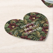 ワインレッド オーキッド フラワー トロピカル ブライダルシャワー ペーパーコースター (アングル)