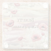 ワインレッド クリーム フラッシュ フローラル ブライダルシャワー ガラスコースター (裏面)