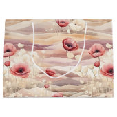 ワインレッド クリーム フラッシュ フローラル ブライダルシャワー ラージペーパーバッグ (正面)